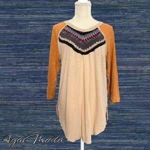 Free People Spring Bound Crochet Earth Colors 2 Tone Top